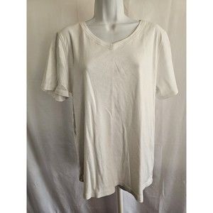 Christopher & Banks T-Shirt Womens White Knit Tee Shirt Size XL